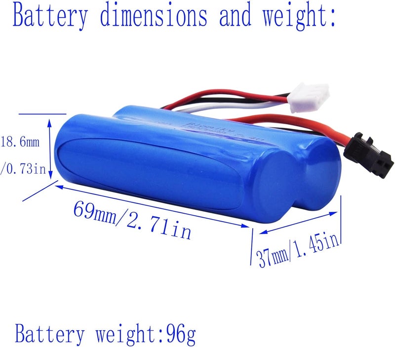 Blomiky 2 Pack 7.4V 1500mAh Li-ion Rechargeable Battery SM-2P Plug with T Adapter and USB Cable Suitable for H101 H103 H105 RC Boat RC Trucks H101 Battery & T 2 - Image 4